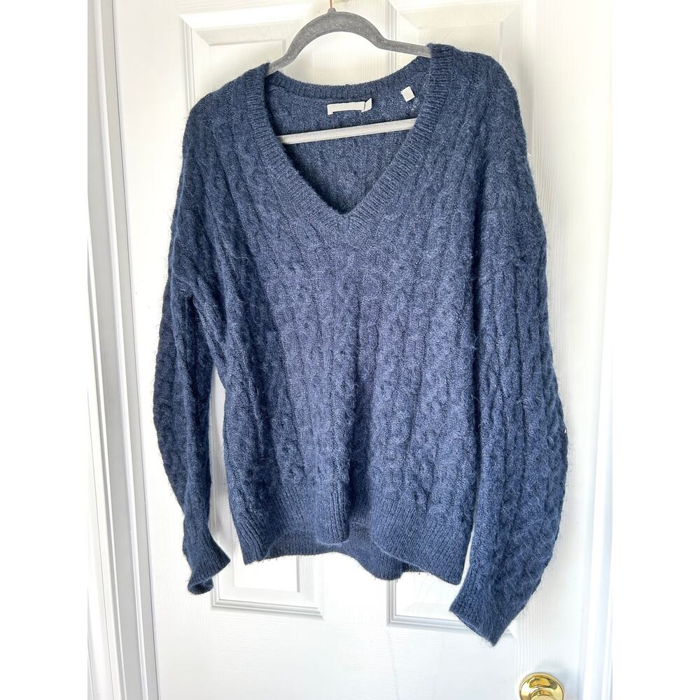 Vince Cable Knit Mohair Alpaca Blend Sweater Navy Blue Medium - Picture 2 of 6